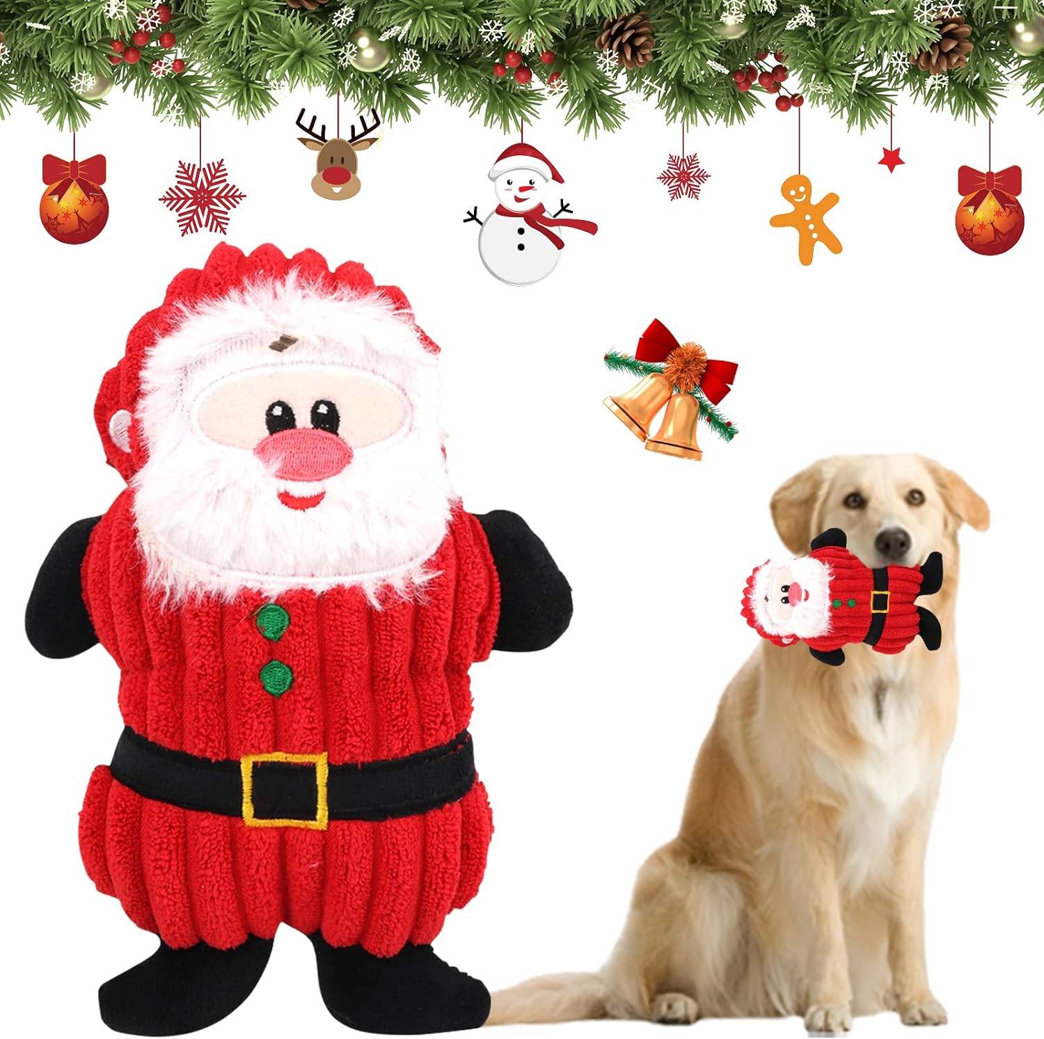 Jouet de Noël pour chien, jouet couineur, jouet pour chien, jouet de Noël, jouet interactif à mâcher pour chien, jouet à mâcher pour chien, cadeau de Noël (A)