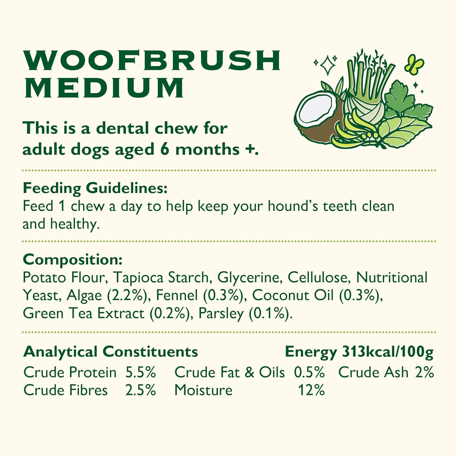 Lilys Kitchen Woofbrush Bâtonnets dentaires à mâcher naturels pour chiens adultes, multipack - Grand chien (1 Paquet de 7 Croquettes - 47g)