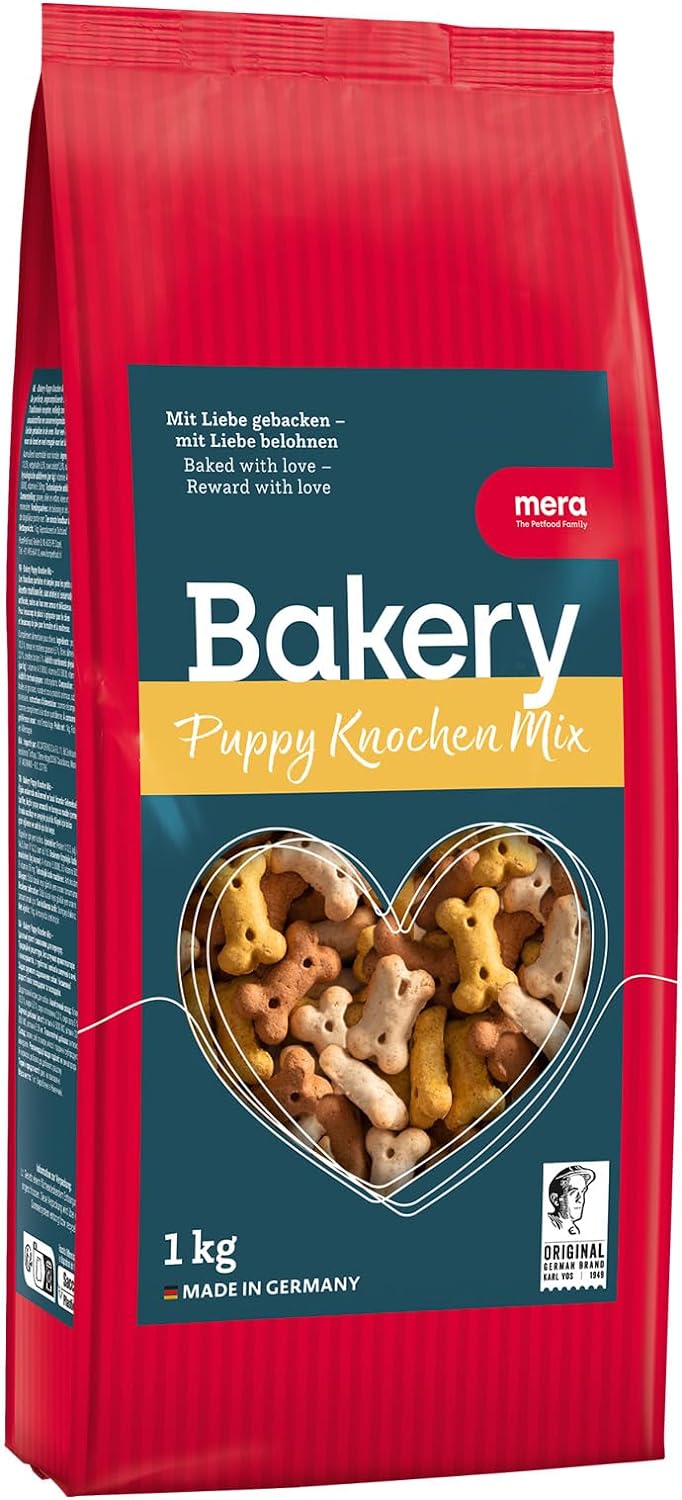 MERA Bakery Puppy Bone Mix (1kg), friandises pour chiens pour lentraînement ou comme collation, friandises pour chiens à base dingrédients naturels, biscuits pour chiens cuits doucement